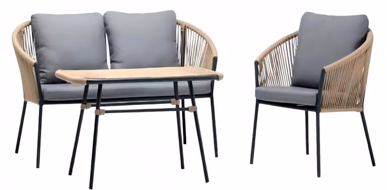 Rattanmöbel Lounge Garten Terrasse Sofa Möbel Balkon Couch 2+1 + Couchtisch