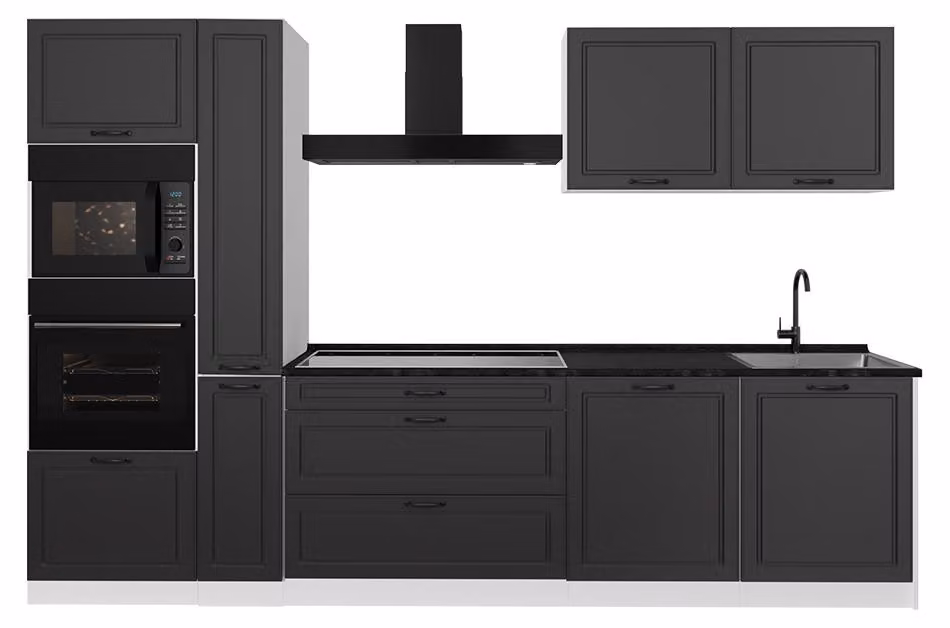 Cucina componibile Vicco R-Line Antracite country/Bianco 310 cm piano di lavoro Antracite, Model 67958