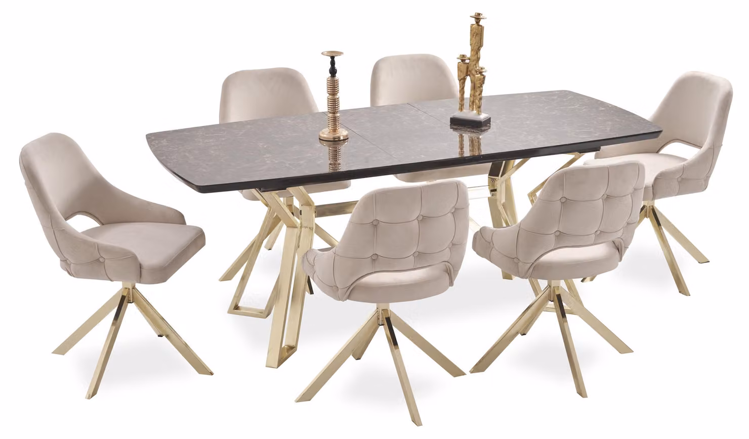 Exklusiver Esszimmer Set Designer Esstisch Luxuriöse 6x Polsterstühle
