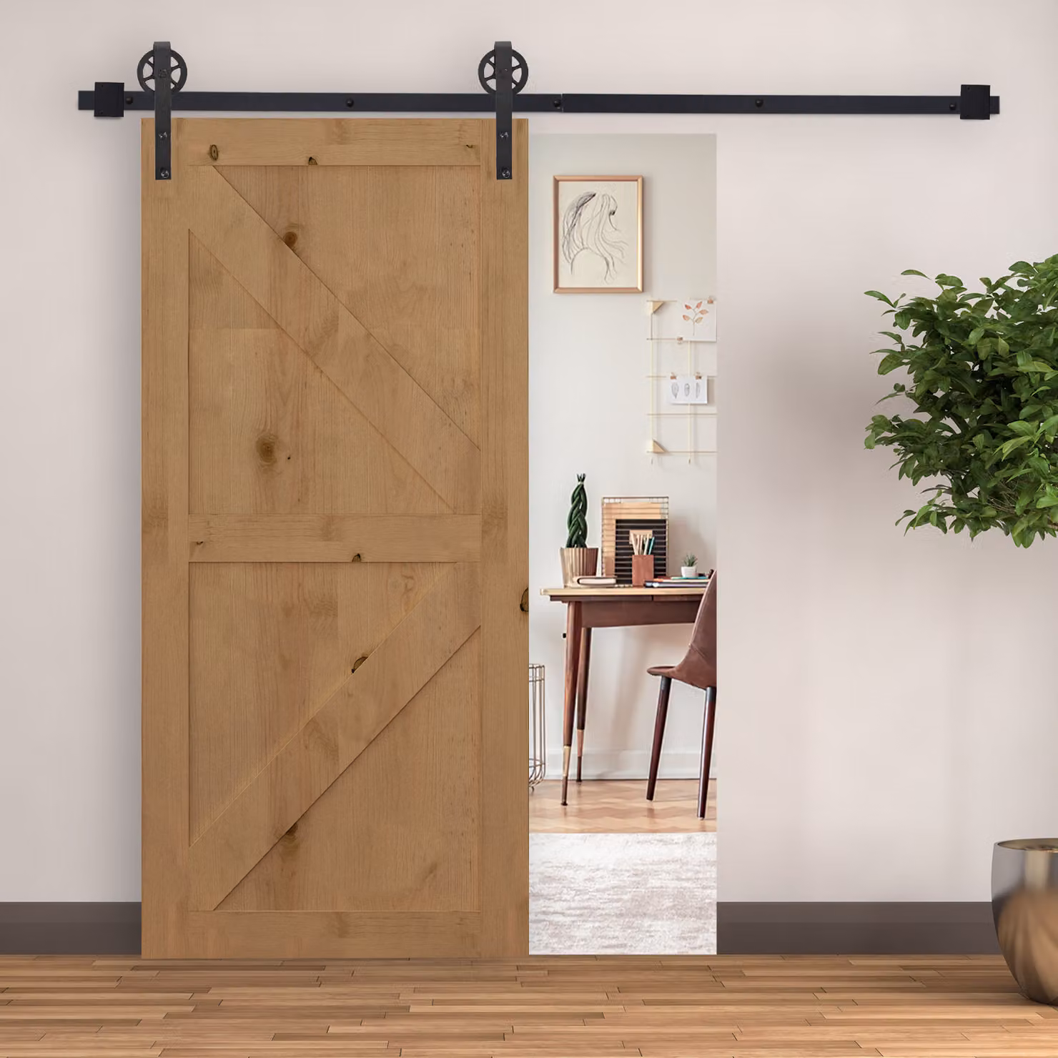 Set di accessori per binario porta scorrevole HOMCOM in acciaio inossidabile nero opaco per spessore 34-40mm – 2