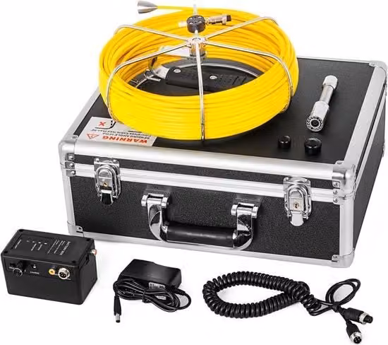 Kit di ispezione con camera endoscopica impermeabile da 20 metri con scheda SD da 8G e acciaio inossidabile, colore giallo