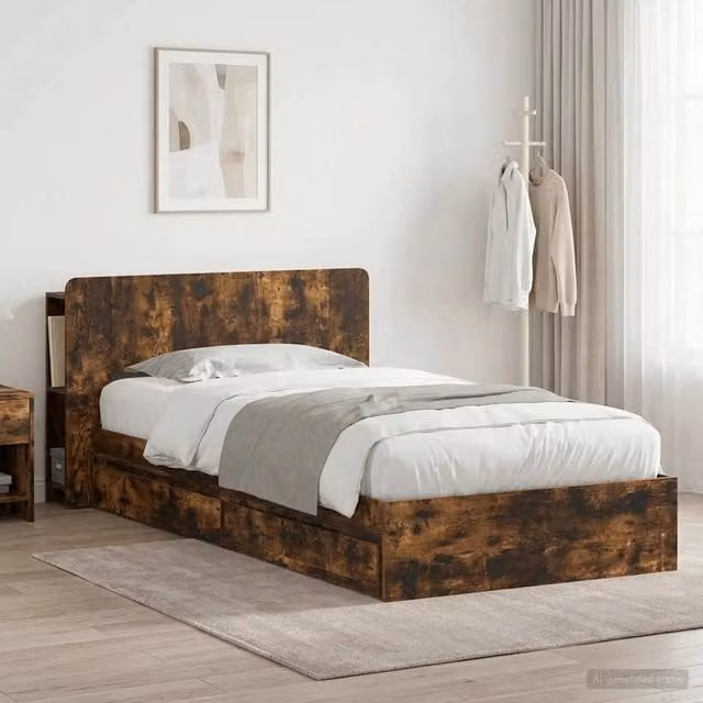 Letto con contenitore e cassetti vidaXL in legno Rovere Fumo L/P/H: 190 x 90 x 211,5 cm