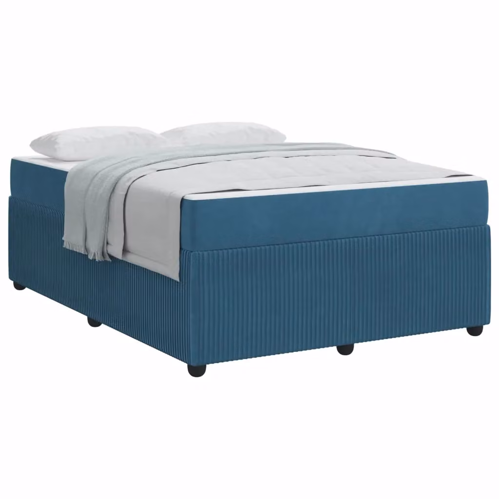 Struttura del letto moderna vidaXL in tessuto blu con legno, L 140 cm x P 200 cm – 2
