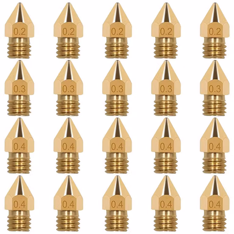 Set di 20 ugelli in ottone, con diametri di 0,2 mm, 0,3 mm e 0,4 mm, per stampanti 3D