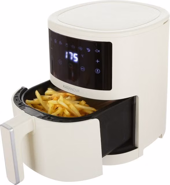 Friggitrice ad aria digitale KASANOVA da 3,5 L, 1500 W, colore beige con display digitale e timer