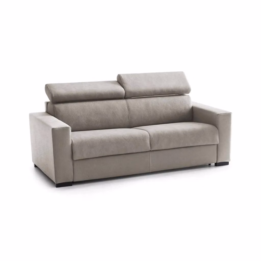 Divano a 3 posti Matrice di Talamo Italia in tessuto con poggiatesta regolabili e braccioli standard, Tortora, L: 220 cm, H: 85 cm, P: 95 cm – 2