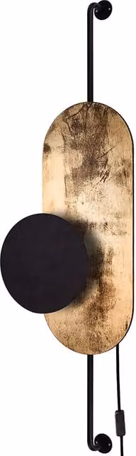 Applique Nowodvorski Lighting Wheel nero, oro e legno con 1 luce G9, H 89 cm