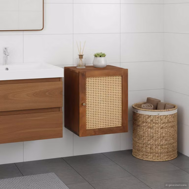 Mobile da bagno moderno vidaXL in legno marrone con ante a battente e ripiani interni L: 38 cm, P: 33,5 cm, H: 48 cm