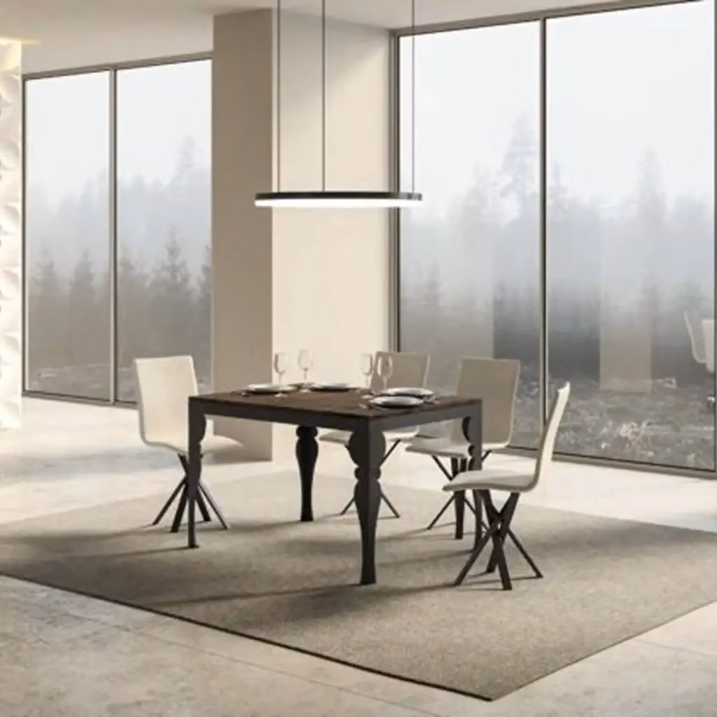 Tavolo rettangolare allungabile Itamoby moderno in MDF laminato colore noce con telaio e gambe antracite L/P/H: 120-224 x 90 x 77 cm – 2