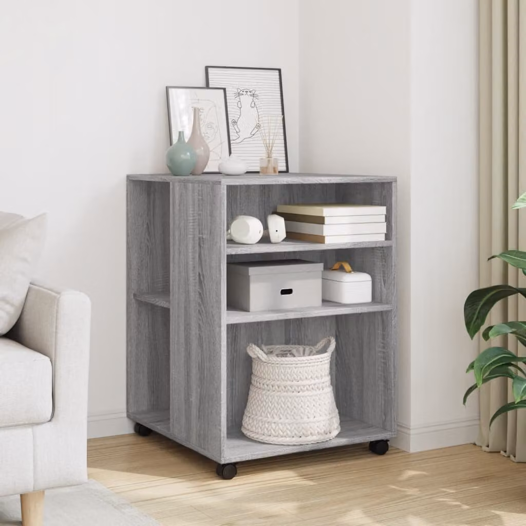 Tavolino con ruote vidaXL in MDF laminato Grigio Sonoma L: 55 cm, P: 60 cm, H: 78 cm