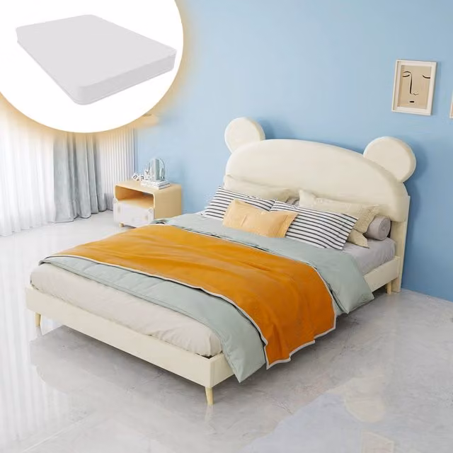 Letto Imbottito con Testiera e Materasso ¨C MINIMAL ¨C Beige 140x200