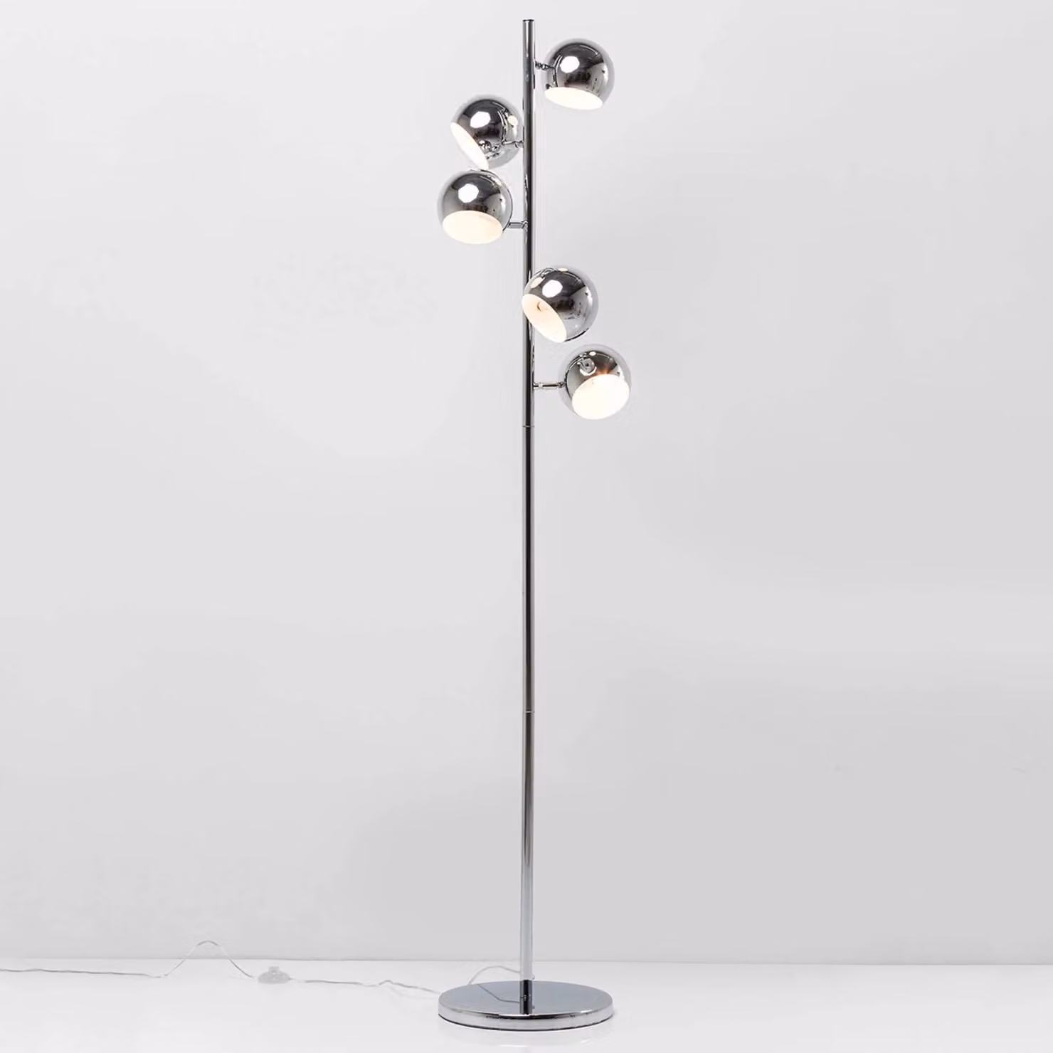 KARE Lampada da terra Calotta, Cromo / Argento, Soggiorno / Sala da pranzo, Metallo, Moderno, Lampada da terra