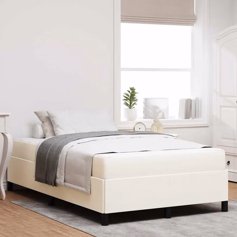 Struttura letto con materasso vidaXL in tessuto beige e bianco, L/P/H: 120 x 200 x 193 cm