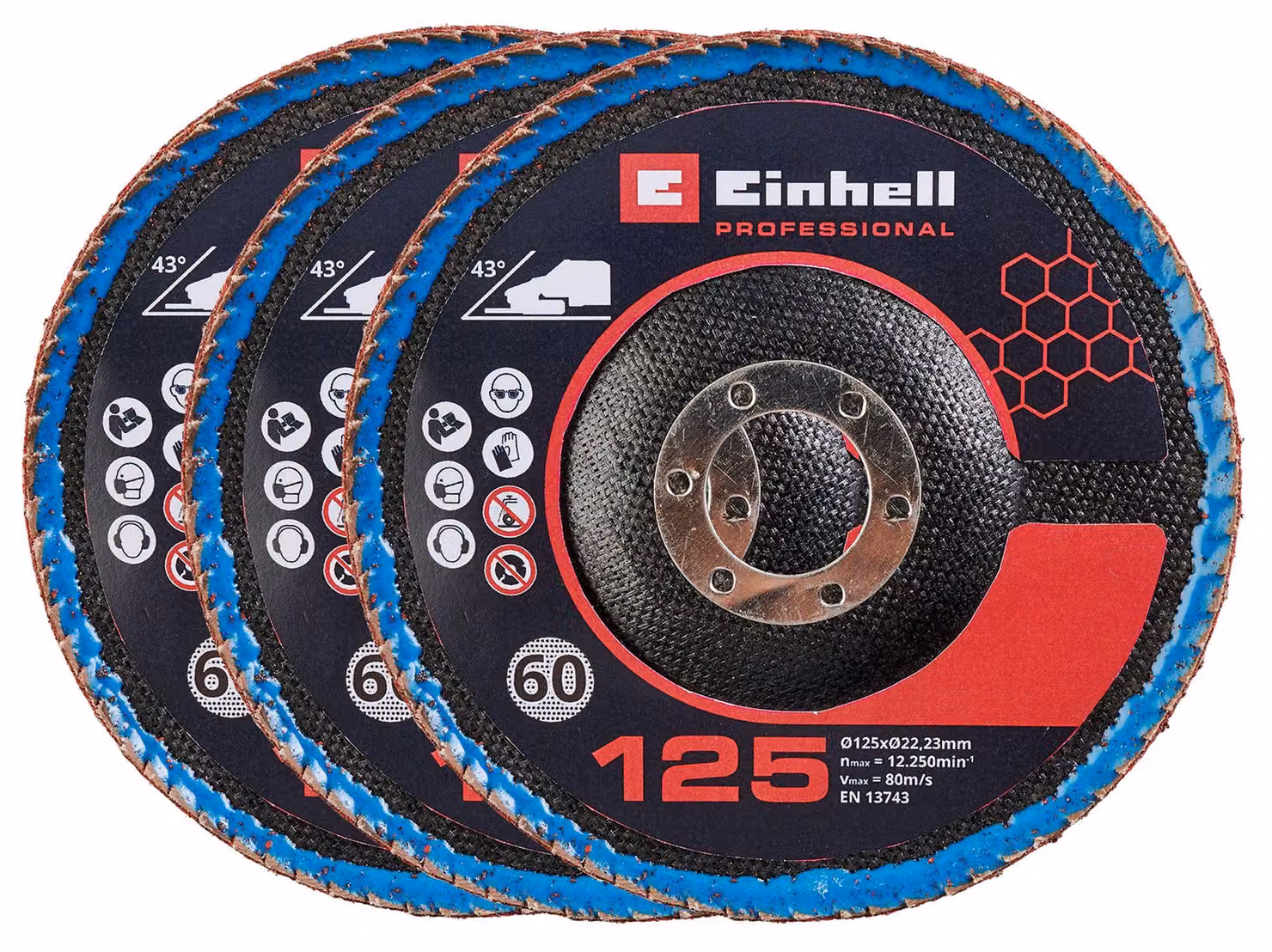 Set di 3 dischi lamellari - Ø125 mm - grana P60 - Vetroceramica autoaffilante