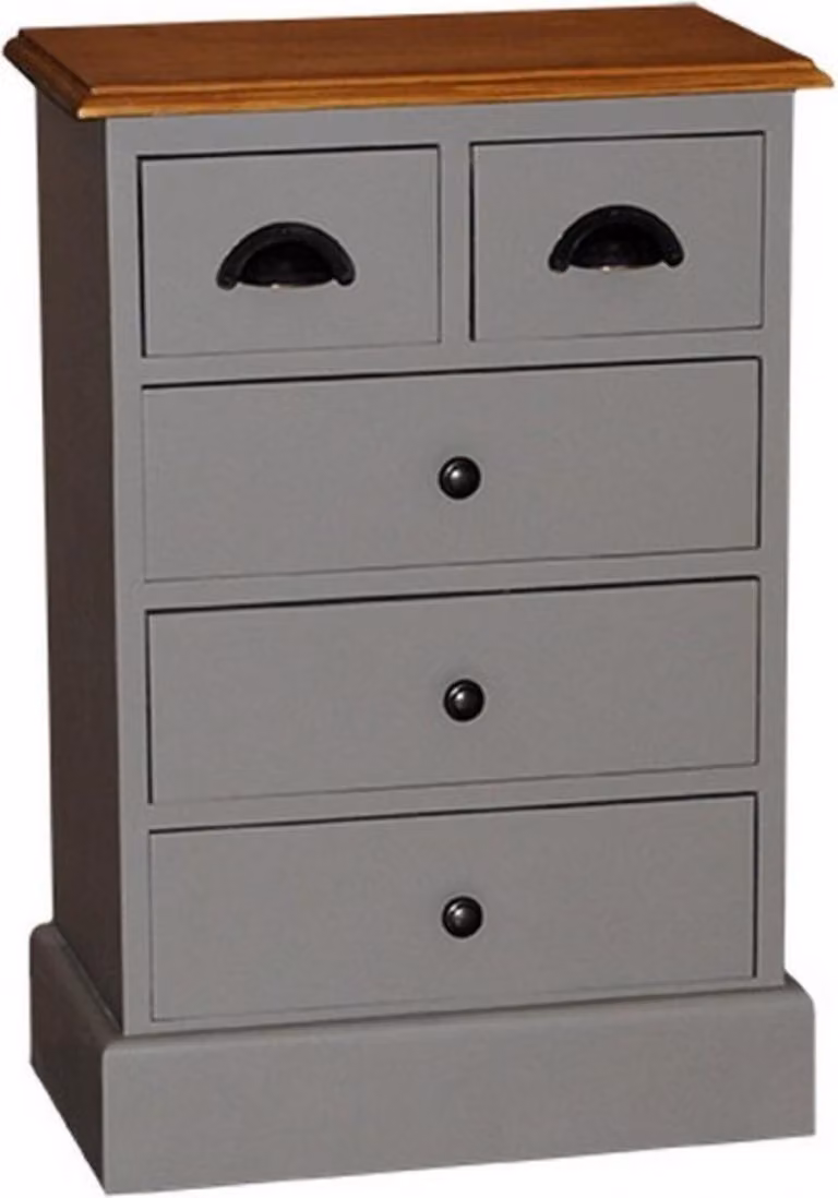 Casa Padrino Cassettiera in stile country con 5 cassetti - Mobili in stile liberty shabby chic - Legno massiccio