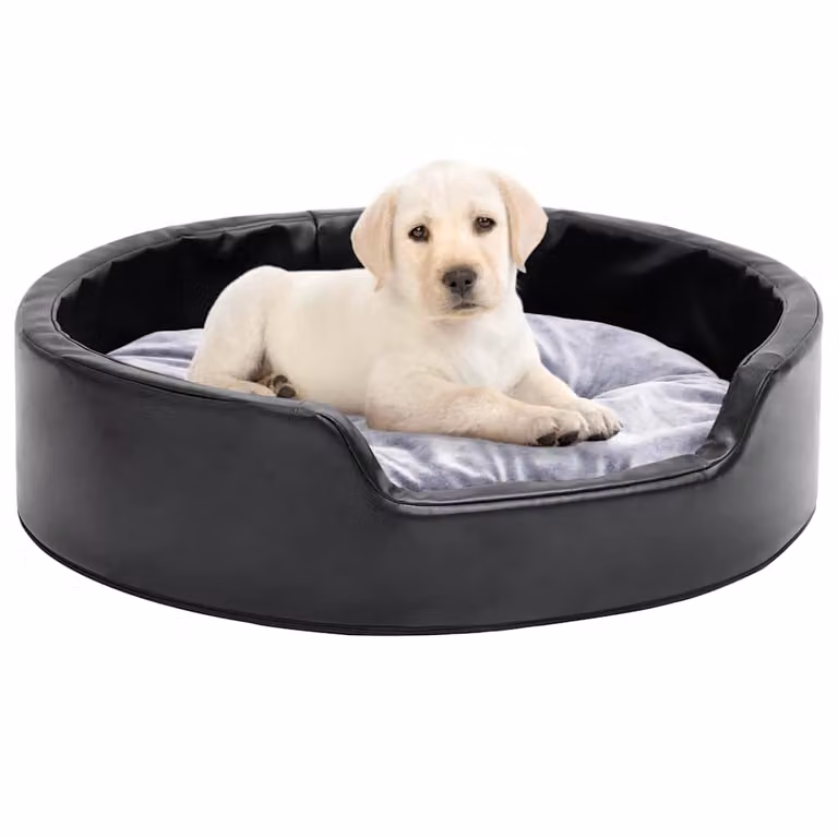vidaXL Lettino per Cani Moderno in Similpelle e Tessuto Nero e Grigio L: 69 cm, P: 59 cm, H: 19 cm