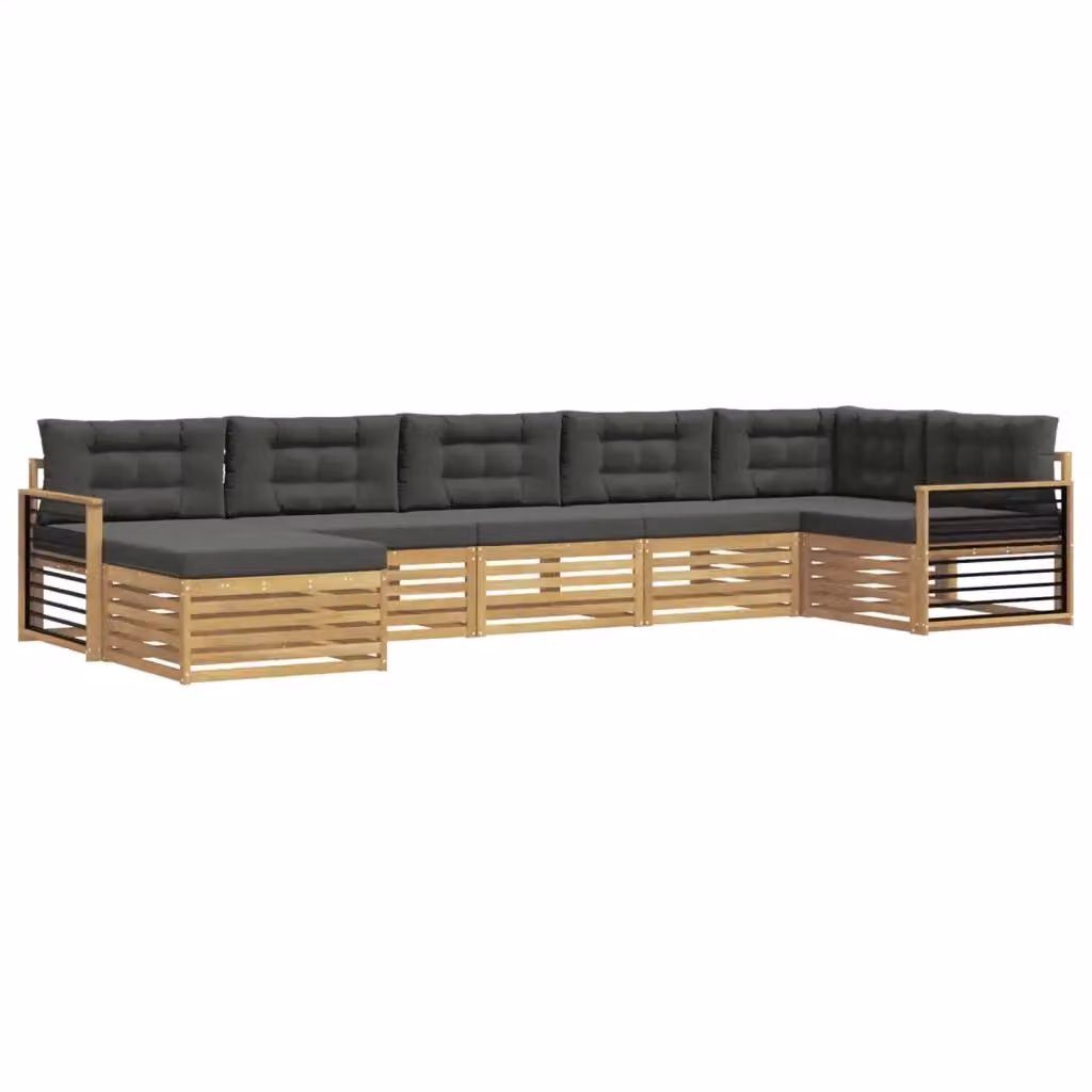 Set di divani da esterno 7 pezzi vidaXL in legno di acacia con cuscini Bianco e Antracite – 2