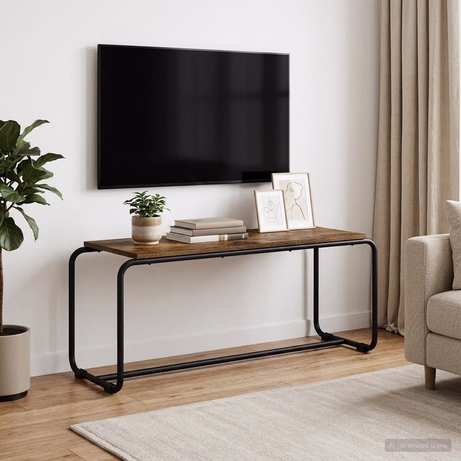 Supporto TV vidaXL in stile industriale, Rovere Fumo, L/P/H: 98 x 35.5 x 42 cm