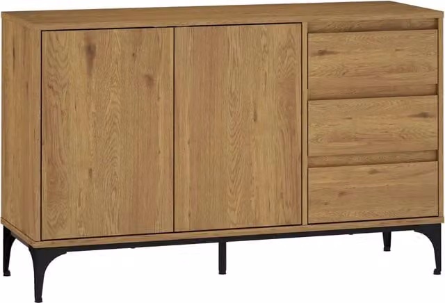 Credenza comò mobile contenitore soggiorno ingresso camera da letto 77 x 120 x 40 cm effetto rovere scuro 03_0009029