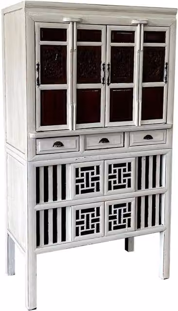 Armadio Wanderlust Deco in legno bianco e nero con ante a battente e cassetti integrati L/P/H: 96 x 42 x 175 cm