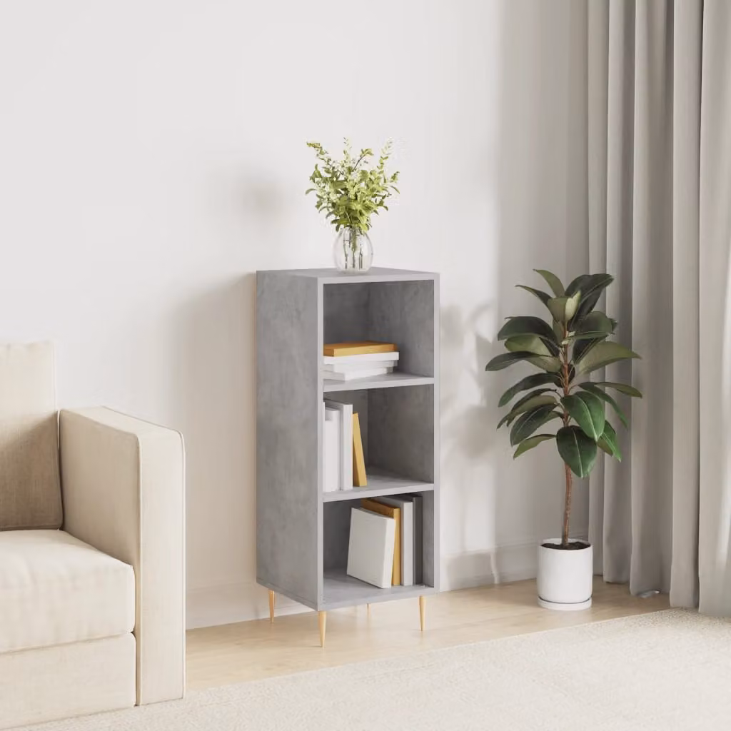 Credenza a parete vidaXL in legno e metallo, Grigio, L: 34,5 cm, P: 32,5 cm, H: 90 cm