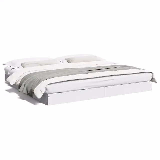 Letto matrimoniale moderno in legno multistrato bianco con doghe piatte L 180 x P 200 cm