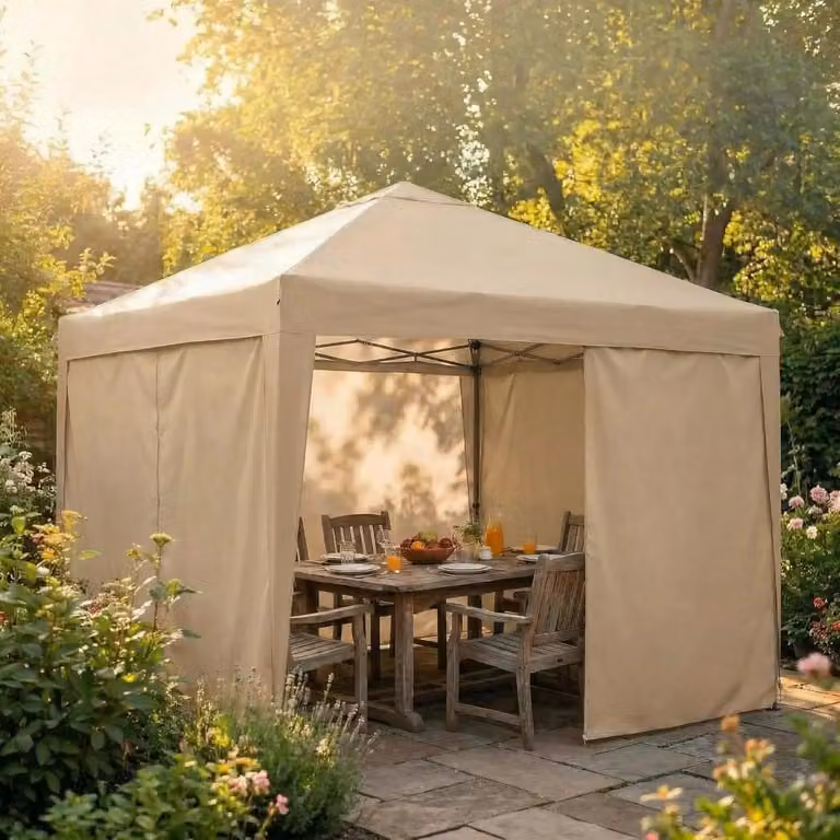Padiglione pieghevole 3x3 metri - Tenda pop-up per feste con struttura in acciaio - Impermeabile - 4 pareti laterali - Altezza regolabile - Adatto per spiaggia e mercati - Colore kaki