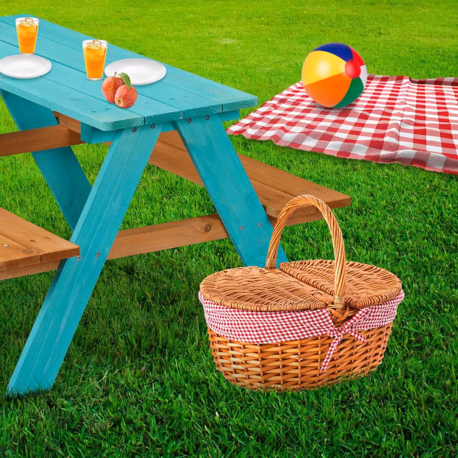 Tavolo da picnic in legno per bambini con panche - Legno di pino
