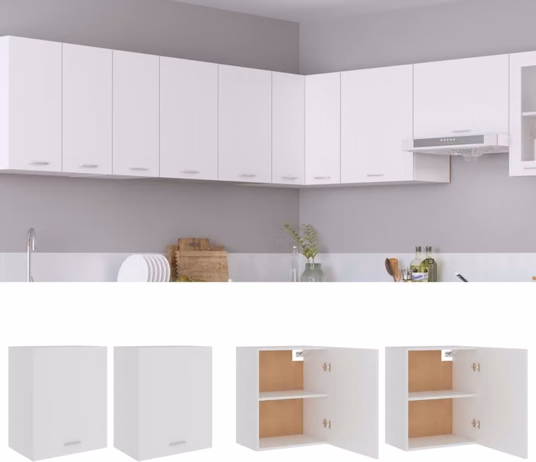 The Living Store Pensili 2 pz. Bianco 50x31x60 cm Materiale a base di legno