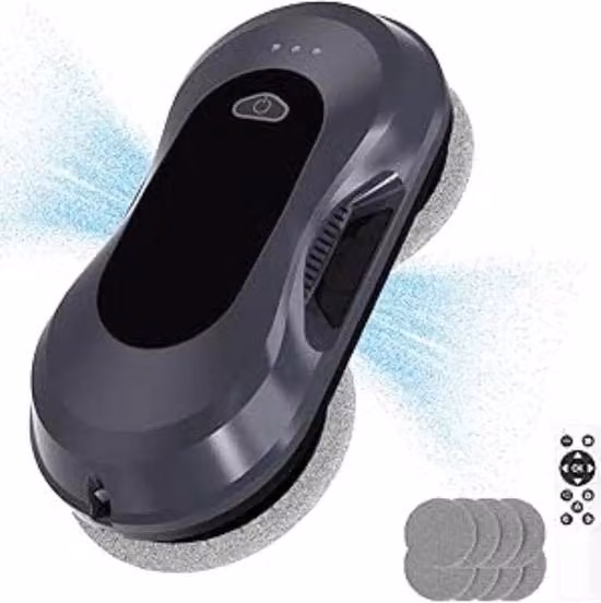 Robot per pulire finestre - Pulitore automatico per finestre - Pulitore per vetri - Raccoglitore di neve per finestre - Sprezzante automatico per finestre - 10 Pannelli di assorbimento lavabili - 2800 PA - Per finestre, pavimenti in piastrelle e marmo