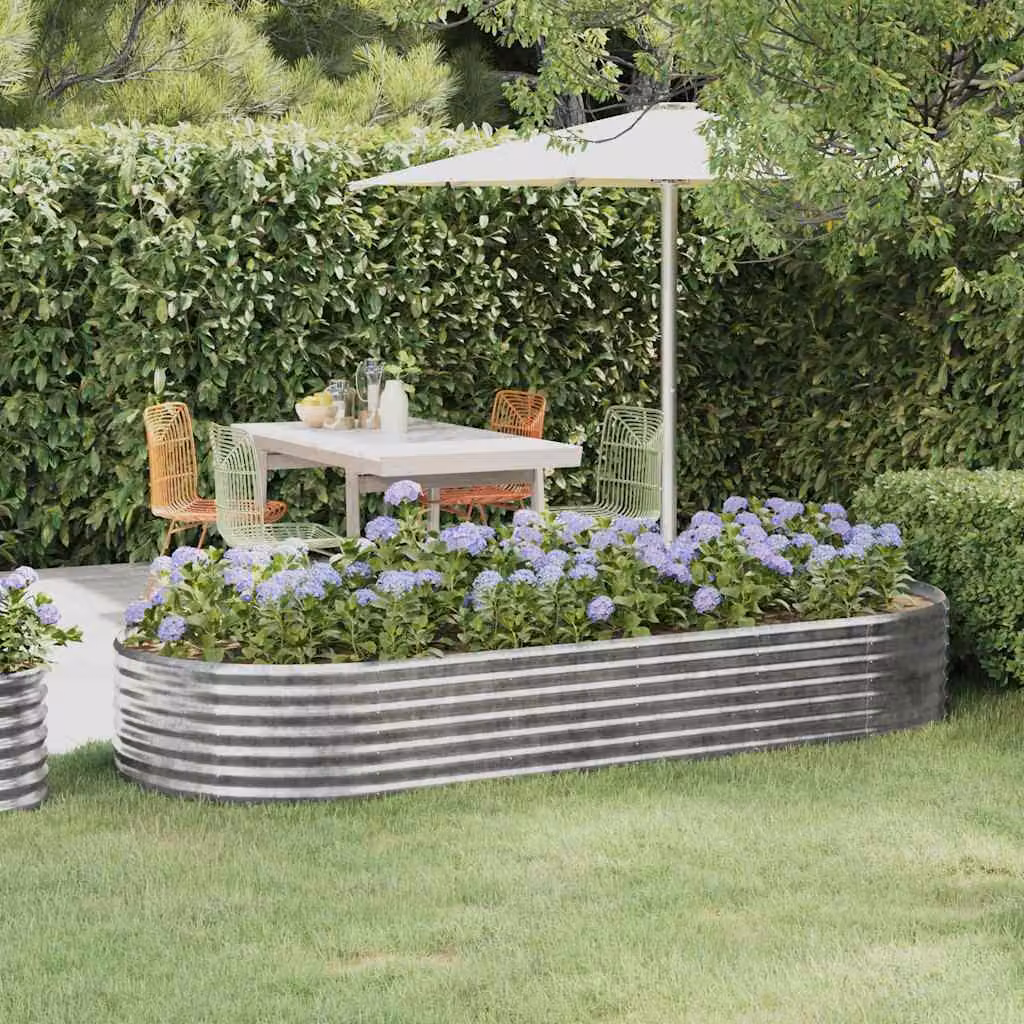 Letto da giardino rialzato vidaXL in acciaio zincato argento L: 249 cm, P: 100 cm, H: 36 cm