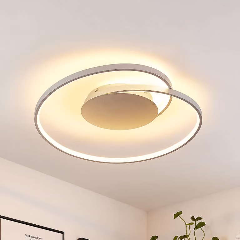Plafoniera a LED Enesa Lucande, dimmerabile, Alluminio / Grigio / Zincato, Camera da letto, Metallo, Moderno, Plafoniera LED