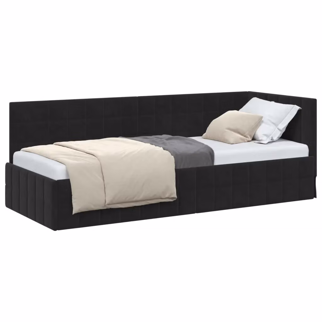 Cornice del letto ad angolo vidaXL in velluto nero L: 200 cm, P: 80 cm, H: 84 cm – 2