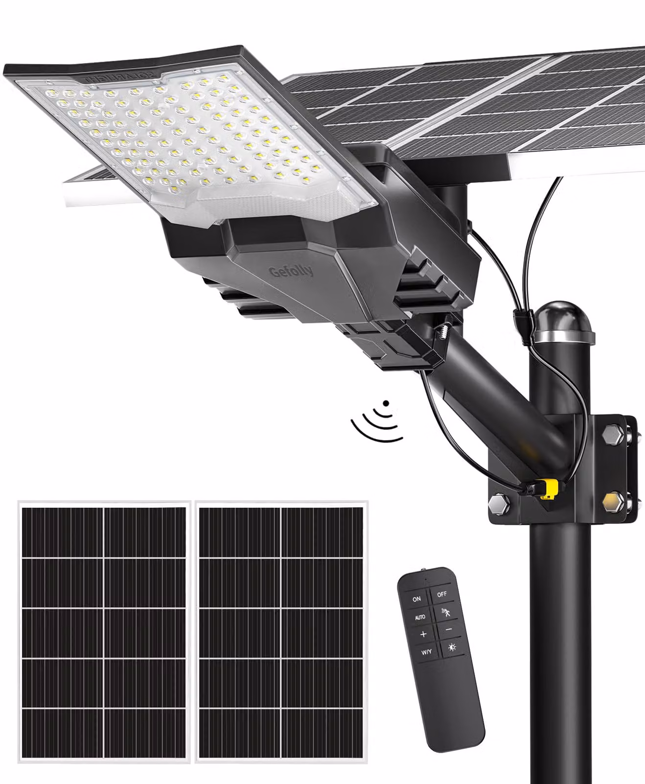 Faretto solare a LED, 92 LED, 6500 K, grado di protezione IP68, batteria da 60.000 mAh, colore nero
