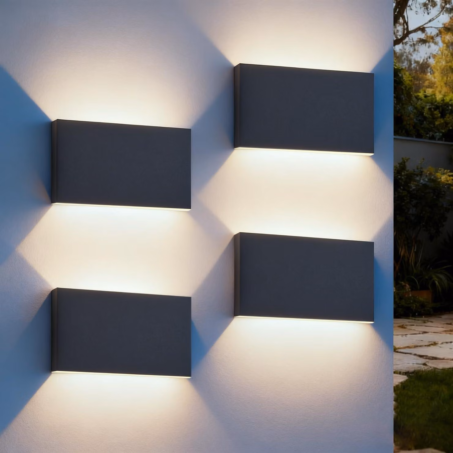Lampada a LED da parete, confezione da 4, alluminio, grado di protezione IP54, 6W, temperatura di colore 3000K/4000K/6000K