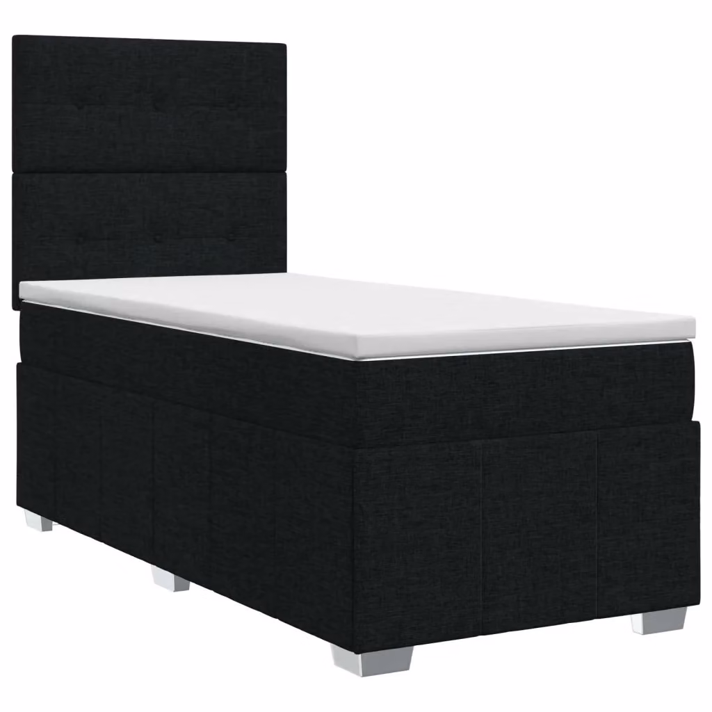 Letto box spring con materasso vidaXL in tessuto nero e bianco, L/P/H: 200 x 90 x 46 cm – 2