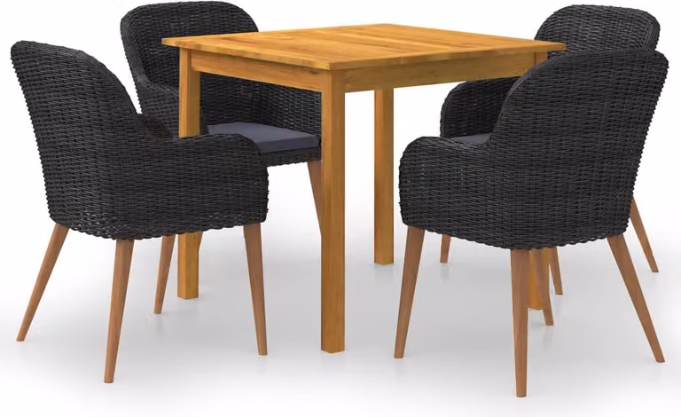 Maison Exclusive - Set da pranzo da giardino 5 pezzi nero