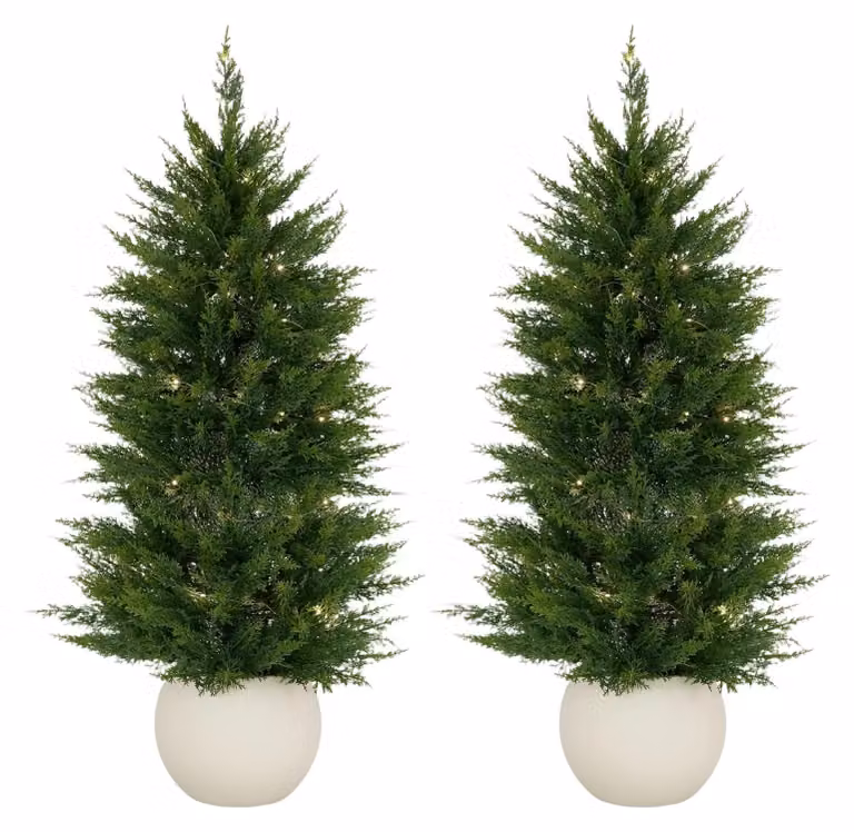 Albero di Natale artificiale - Albero di Natale in vaso, altezza 120 cm - Rami con aspetto realistico in 3D - Facile da curare - Adatto per interni - Vaso rotondo bianco
