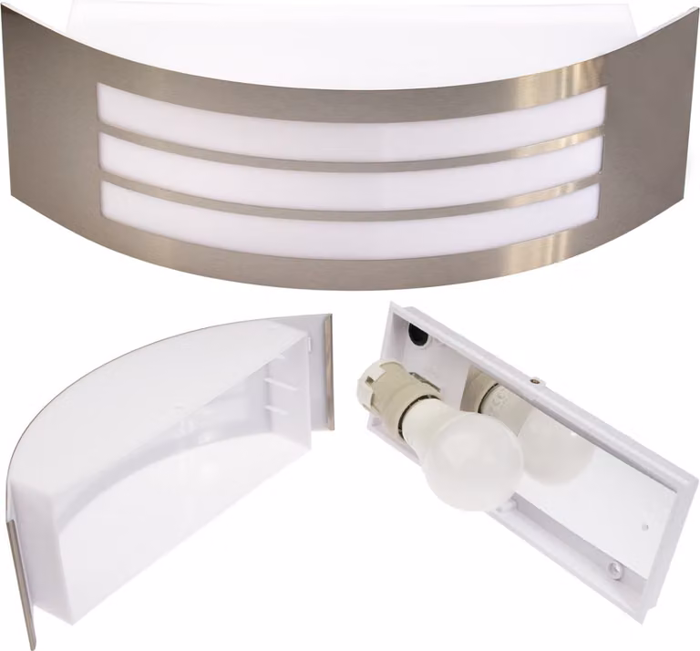 Applique da esterno SITOM argento-bianco satinato 1xE27x14W in metallo, dimensioni: 10x31,5x10 cm, IP44, Polux
