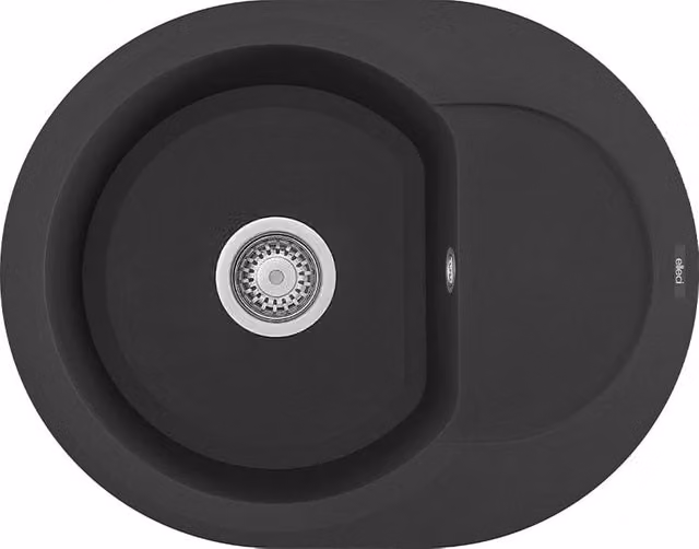 Lavello tondo da incasso Elleci Easy ROUND 600 in Granitek nero LGYR6040