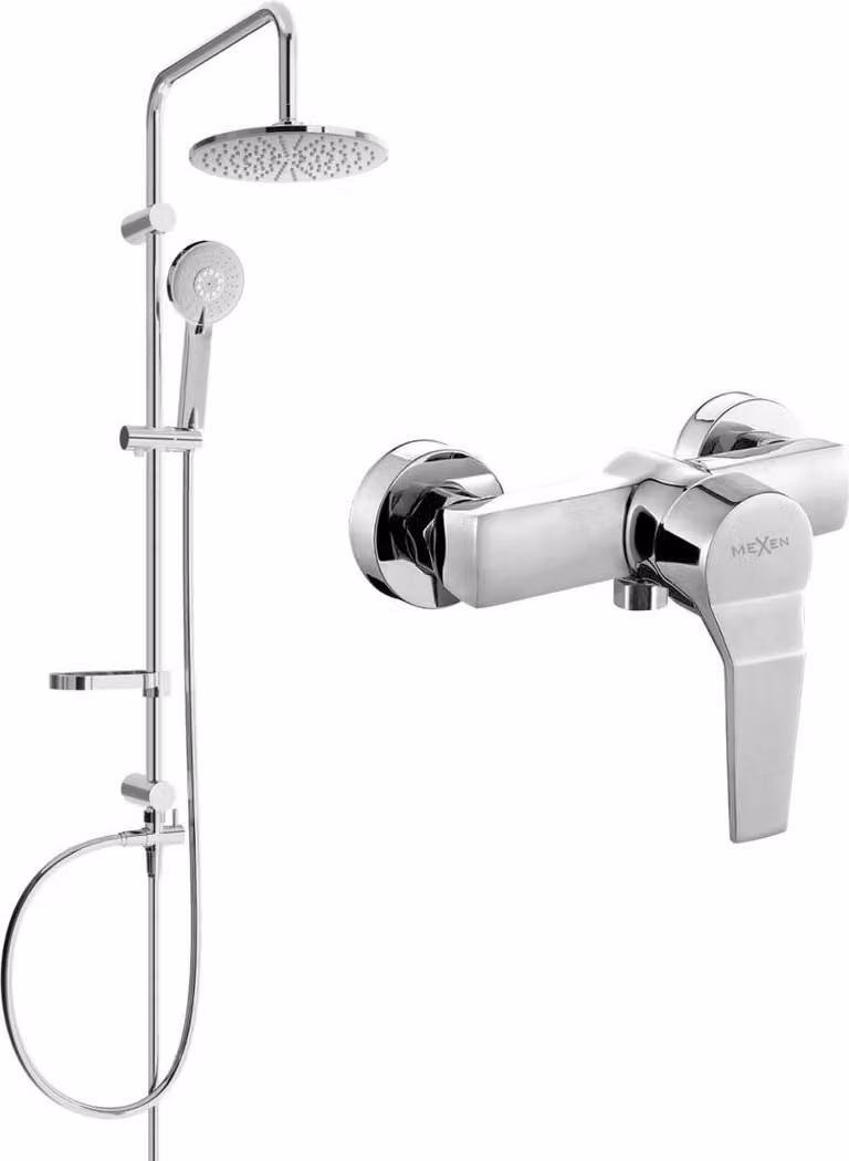 Mexen Carl set doccia esterno con soffione e miscelatore doccia Caro, cromato - 746640240-00