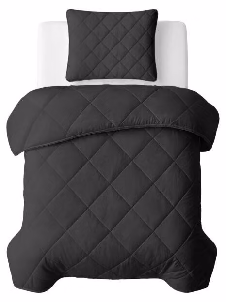 Sleeptime, coperta per letto "Lazy", tinta unita, nera, 140 x 200 cm, con federa inclusa