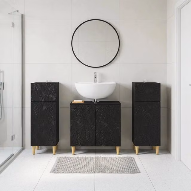 Set di armadietti da bagno in 3 pezzi DELFT Nero 3418027