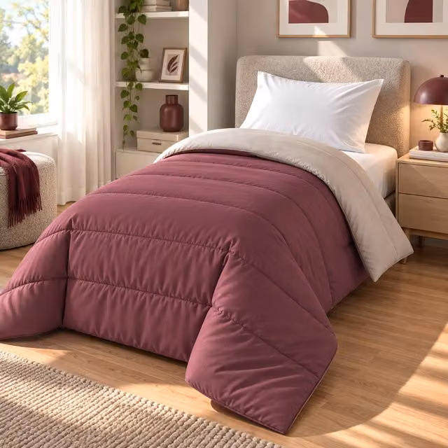 Trapunta invernale singola Datex Warm Hugs marrone multicolore reversibile in microfibra