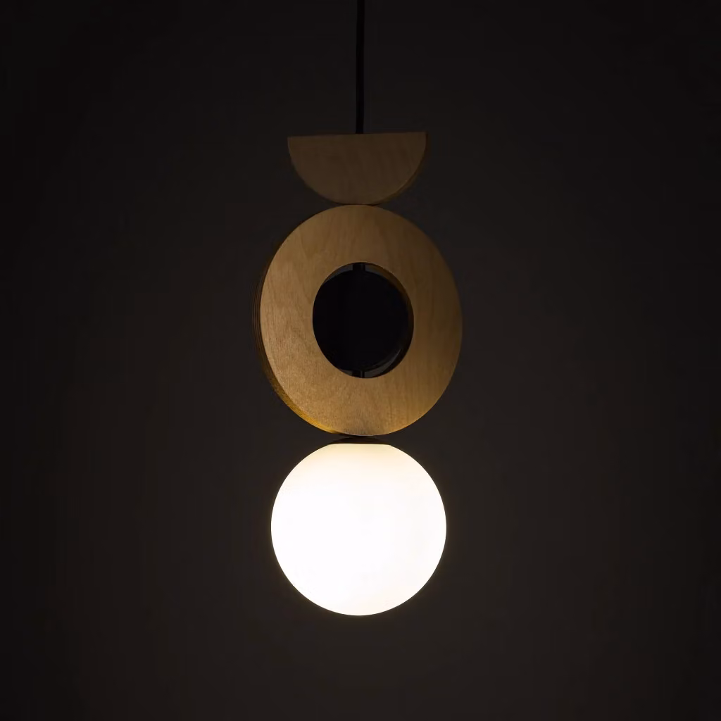 Lampada a sospensione Nowodvorski Lighting Drops Wood sfera bianca in vetro e legno con attacco G9 12W – 2