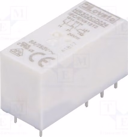 1 relè: bobina elettromagnetica, 24VDC, 8A/250VAC, 8A, modello HR302C4