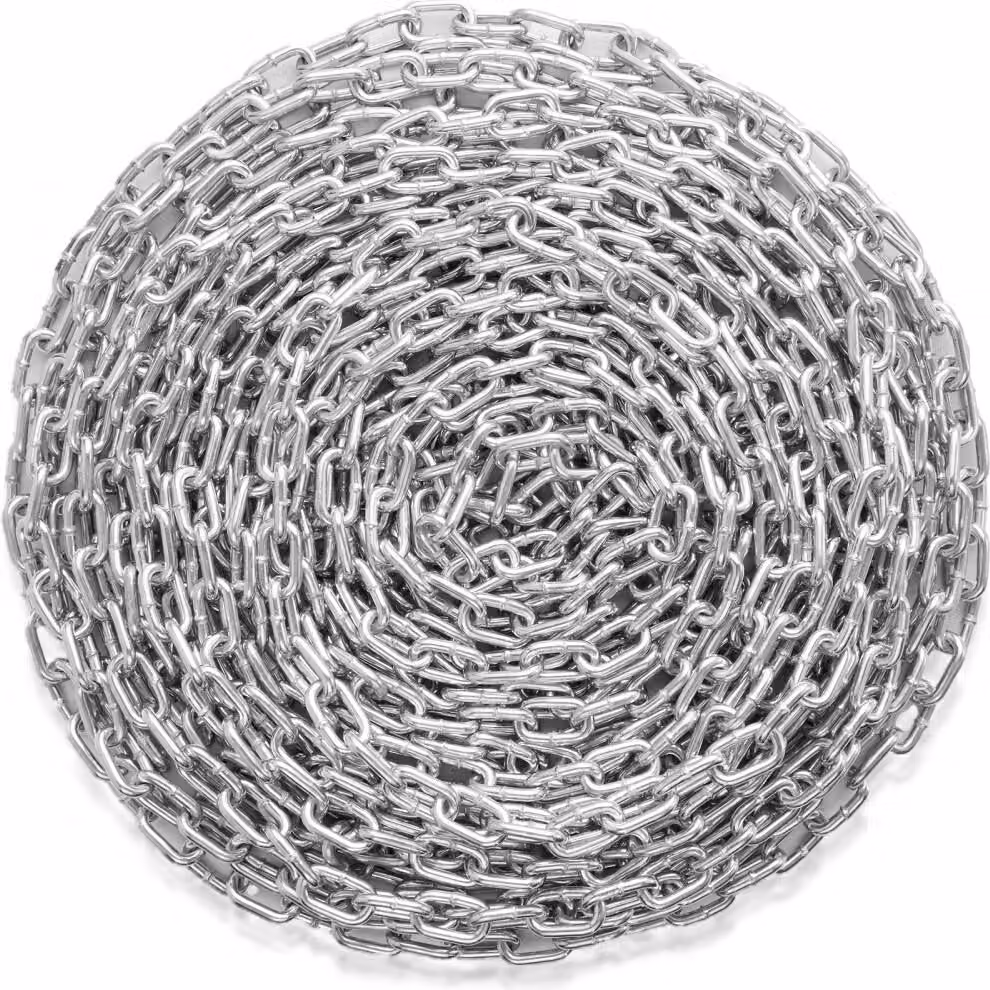 Catena Acciaio al carbonio - 7,3 mm x 28 m - catena per barriere - catena a maglie durevoli - catena di sicurezza per applicazioni industriali e fai da te