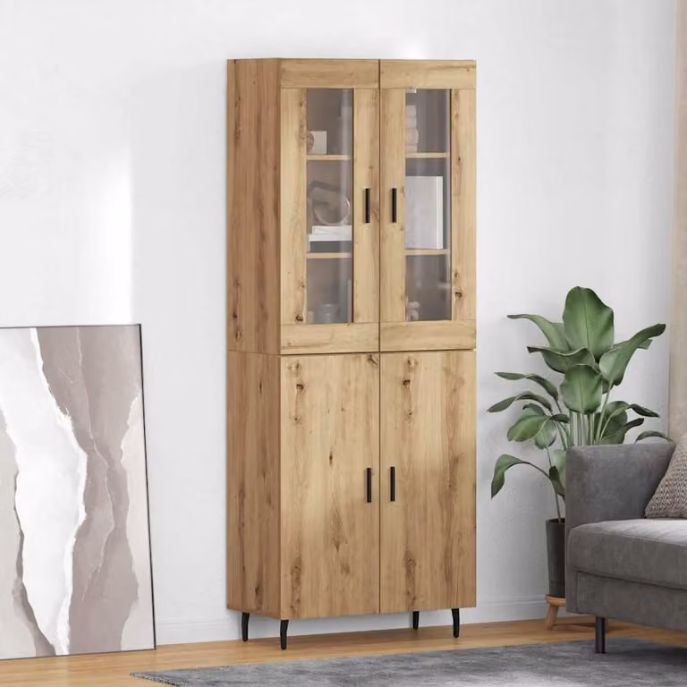 Set di 2 credenze vidaXL in rovere marrone con ante a battente e ripiani interni, L/P/H: 69,5 x 34 x 180 cm