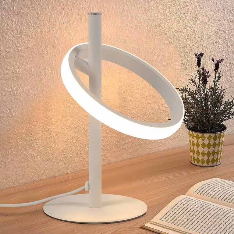 ZMH Lampada da tavolo LED Lampada da tavolo touch dimmerabile - Lampada da comodino Bianco Lampada da comodino Anelli rotanti 6W 3000K Bianco caldo per camera da letto Soggiorno Camera dei bambini Bar Ristorante