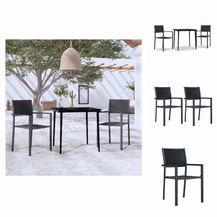 vidaXL Set da pranzo da giardino 3 pezzi nero - Set di mobili da giardino